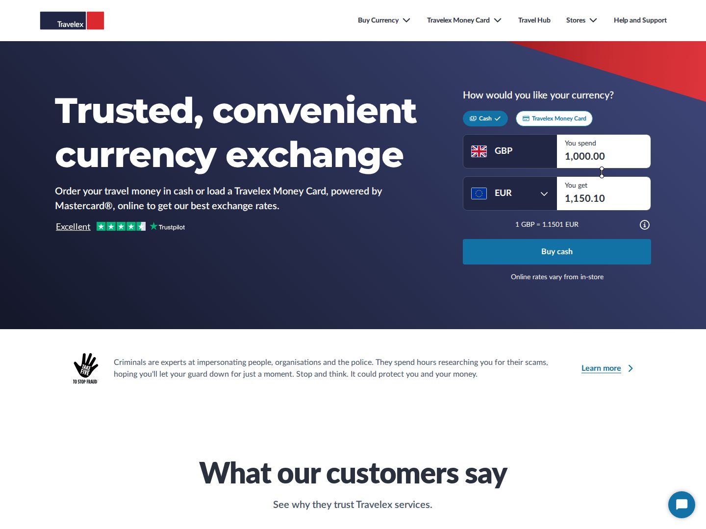 Главная страница travelex.co.uk